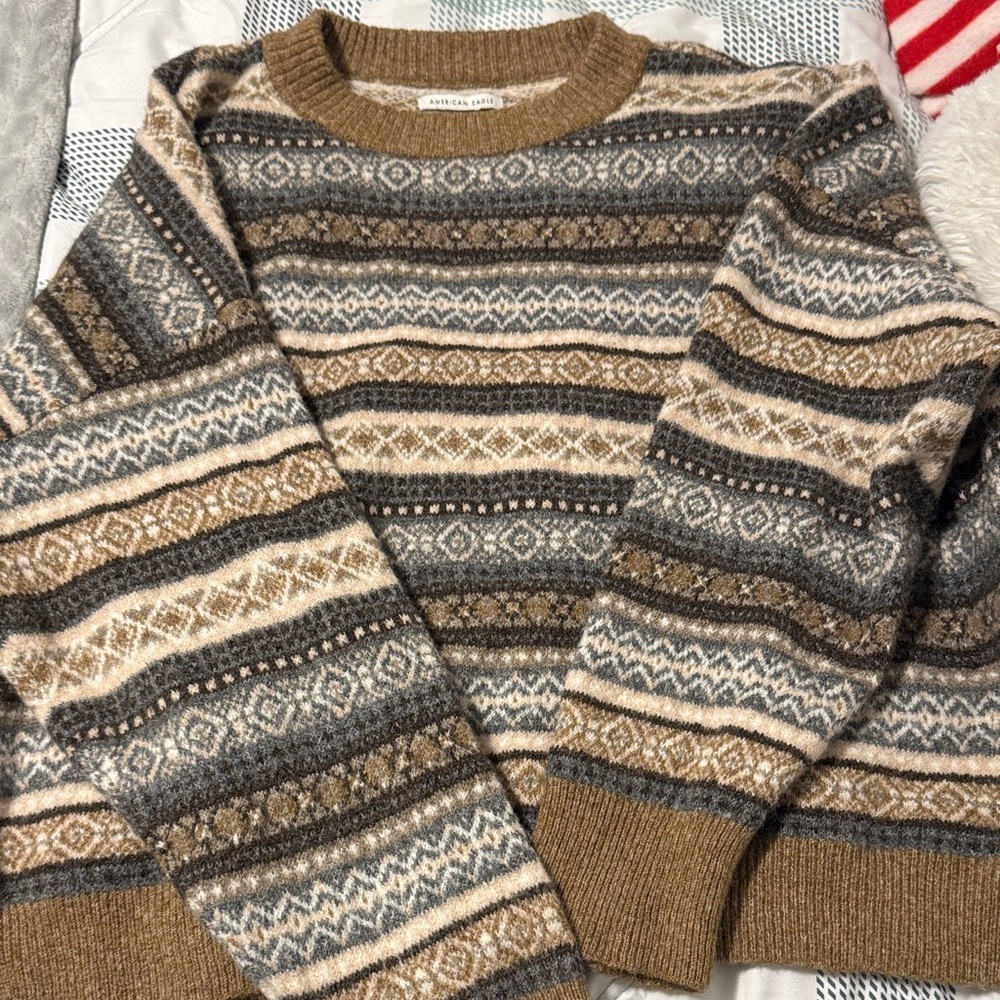 AE Patterned Sweater - Brown and Gray